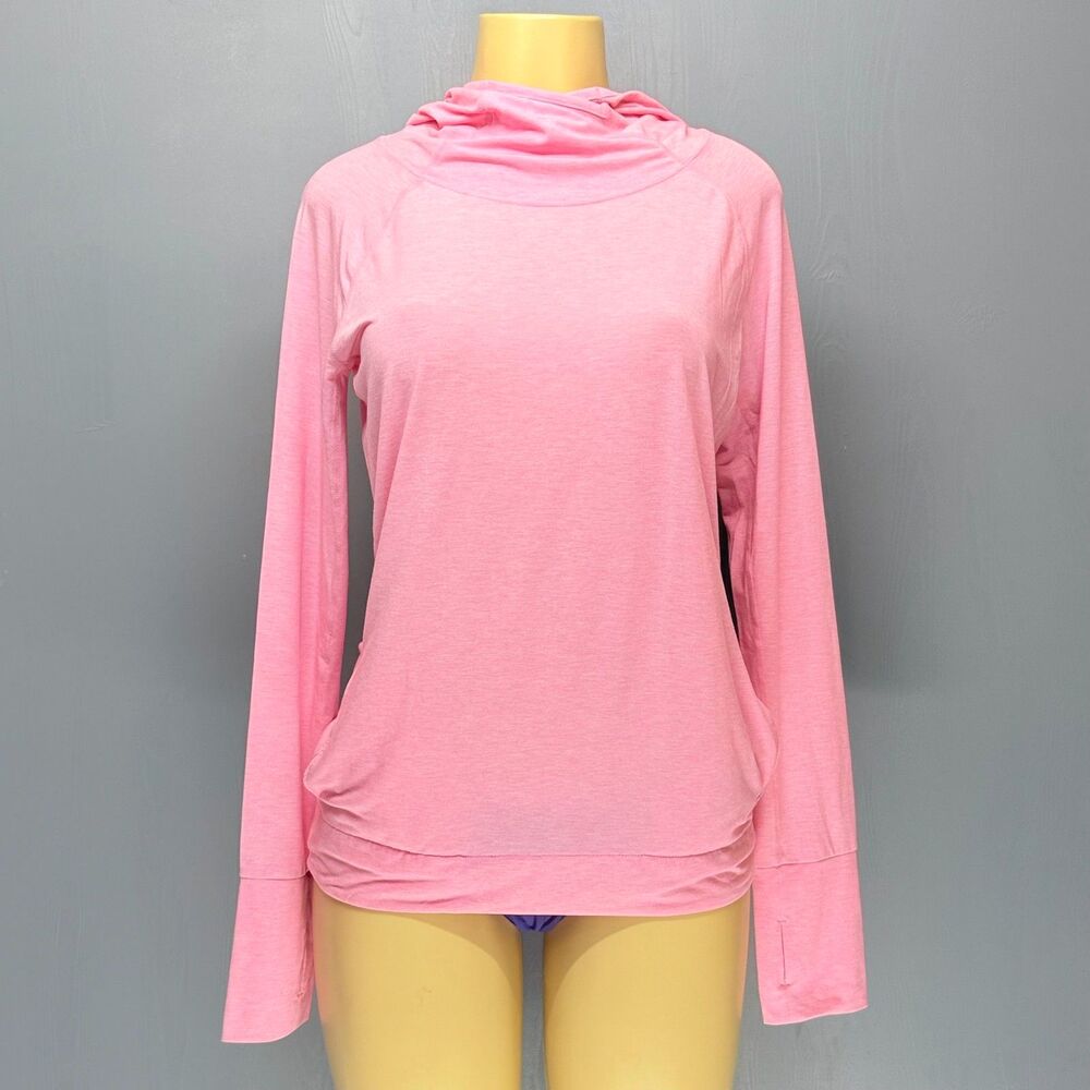 GapFit Breathe Pink Active Top | Hooded Stretch Pockets Thumbholes Women’s M